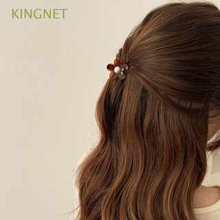 KINGNET Moda Clip de cangrejo Dulce Horquilla Flor de la garra del pelo Mujeres Perla coreano Regalo Diamante de imitación Linda Accesorios para el cabello/Multicolor