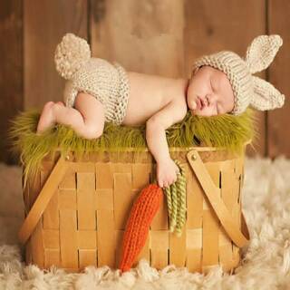 Conejo zanahoria bebé foto traje conjunto 3pcs
