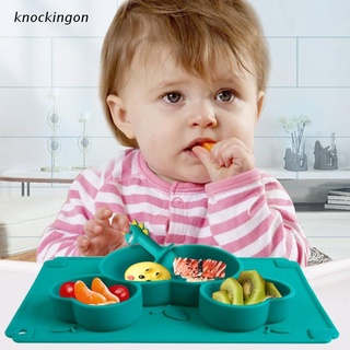 k.mx bebé lindo fruta de silicona tazón de entrenamiento dividido ventosa antideslizante plato de cena bebé aprendizaje utensilios de alimentación vajilla
