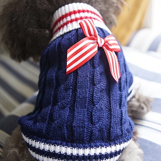predowhen Autumn Winter Warm Bowknot Design Two-legged Dog Knitting Sweater Pet Clothes
