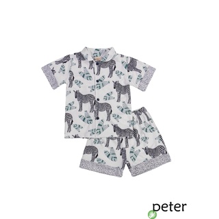 lr pijama de dos piezas para niños, camisa de manga corta + pantalones cortos, impresión arco iris suelta