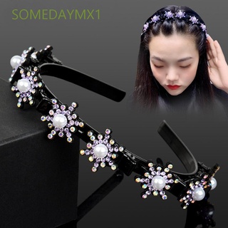 Somedaymx1 Tiara De perlas De Plástico antideslizante para mujer con pedrería perlada