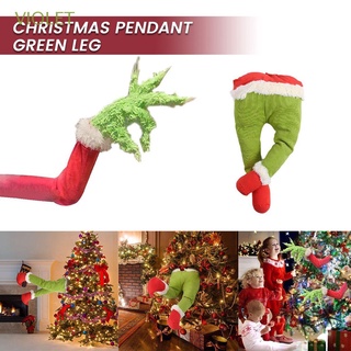 VIOLET Regalo Mano de Grinch Decoración del hogar Pierna de brazo de Grinch verde Mano de ladrón de Navidad recortada Adornos navideños Año nuevo Gracioso Adorno Peludo Grinch Decoraciones Para Arbol De Navidad