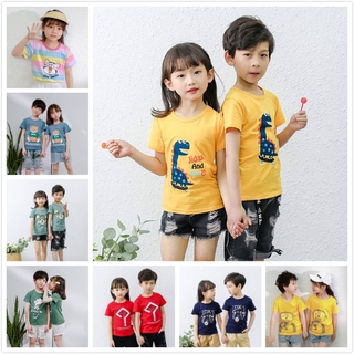 【XIROATOP】3-11Years Summer Kids Girls Boys Cotton Dino T-shirt Tops Children Short Sleeved Dinosaur Tshirt Clothing