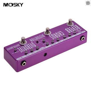 MOSKY RC5 6 en 1 guitarra multiefectos Pedal Reverb + coro + distorsión + Overdrive + Booster + Buffer Full Metal She