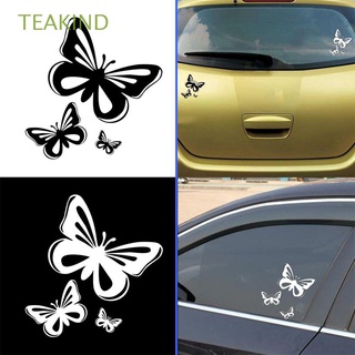 TEAKIND Negro / blanco Hermosas mariposas Accesorios Decal Pegatinas de coches 15.2 * 17cm Auto Body Ventana Styling Vinilo/Multicolor