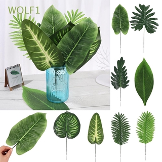 WOLF1 2pcs moda planta Artificial DIY regalos simulación hoja Tropical hojas de palma fotografía Real Touch mesa decoración de boda suministros hogar jardín decoración
