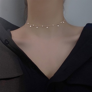 LIQIES Mujer Collar de circón AAA De moda Cuenta redonda Clavícula Chian Plateado Elegante Colgantes Brillante Joyería Diamante Gargantilla (3)