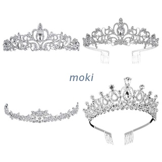 mok. mujeres niños tiara coronas con peine pines imitación cristal glitter rhinestone diadema boda novia fiesta fiesta joyería tocado