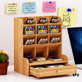Office Desk Organizer Desktop Pen Pencil Holder Container Storage Box Portable with Drawer