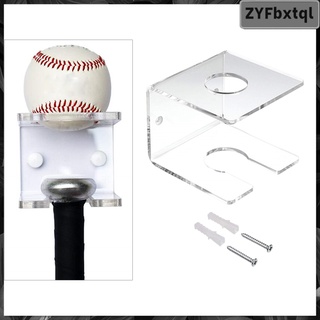 Baseball Bat and Baseball Holder- Wall Mounted Baseball and Bat Display Rack, Clear Acrylic Baseball Bat Wall Hanger,
