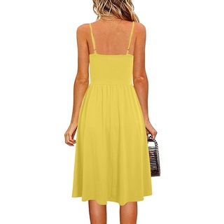 Womens Spaghetti Strap Sleeveless Mini Dress Summer V-Neck Beach Casual Dress (9)