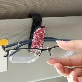soportes de gafas para visera de coche bling bling diamond gafas de montaje con clip de tarjeta de ticket (4)