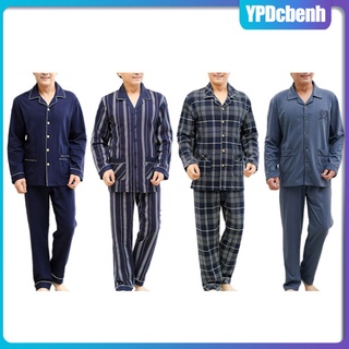 los hombres pijamas tamaño xl ropa de dormir loungewear top y pantalones largos pantalones 100% algodón botón abajo pijama conjunto para el hogar
