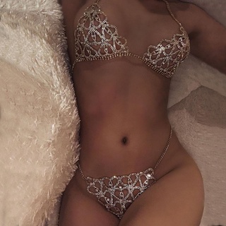 Sexy Body Chain Diamond Luxury lencería Set Ins Web Celebrity Club Body Chain