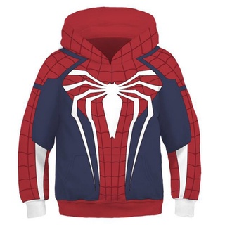 Inventario de niños Spider - Man capucha chaqueta de manga larga chico superhéroe Spider - Man cosplay capucha sudadera impresa Jersey casual Top