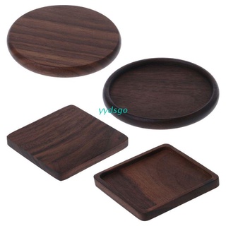 YGO Round Square Walnut Wood Drink Coaster Heat Insulation Tea Coffee Cup Mat Pad Holder Kitchen Table Decor Placemat