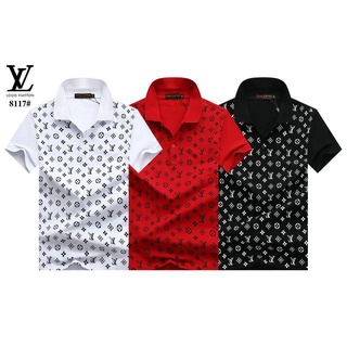 LV Louis Vuitton hombres verano casual solapa manga corta polo-shirts moda logo impresión hombres formal negocios slim negro blanco rojo polo-shirts