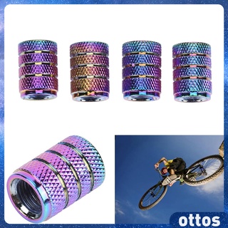 (Otto) 4 tapas de válvula de aluminio arcoíris de aluminio de 3 ranuras para coche, motocicleta, bicicleta, bicicleta, neumático, válvula