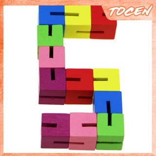 Cuerda De madera con 12 bloques/rompecabezas De juguete (4)