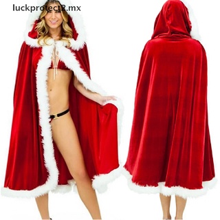 { luckprotect2 . mx } Mujeres Navidad Santa Claus Capa Disfraz De Roja Invierno Con Capucha Reloj De Halloween