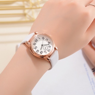 Relojes de pulsera elegantes de cuarzo clásicos con correa de cuero PU/relojes casuales para mujer
