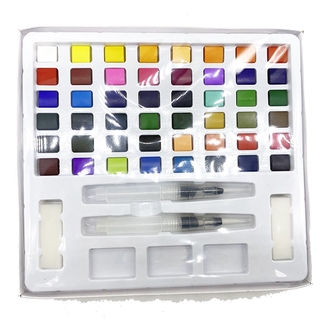 juego de pinturas de acuarela de pigmento sólido de 48 colores con color de agua portátil pincel pluma pintura suministros de arte paleta (5)