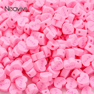 30 piezas de perlas de arcilla polimérica en forma de corazón rosa, espaciador de amor rojo, cuentas sueltas para hacer joyas, bricolaje, collar, accesorios