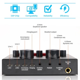 V8 Bluetooth Audio tarjeta de sonido externo USB mezclador de Audio V8 mezclador de Audio Broadcast mezclador en vivo (4)