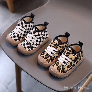 Zapatos de algodón con estampado de leopardo para bebés, zapatillas de lona de alta calidad, para primeros pasos, para Otoño e Invierno HHLE