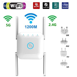 2.4G/5G WiFi repetidor Router amplificador de largo alcance extensor 1200M/300Mbps Wireless Booster hogar Wi-Fi señal AP WPS Eesy configuración