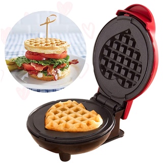 im redondo mini eléctrico waffle maker rojo burbuja huevo pastel horno desayuno waffle eggette máquina paninis mini waffle olla cocina hogar portátil herramientas de hornear