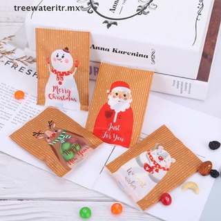 [nuevo] 50/100pcs bolsa de regalo de navidad con cordón embalaje de caramelo galletas turrón embalaje [treewateritr]