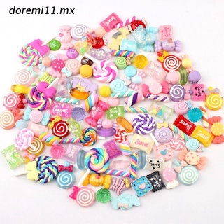 s.mx 30/50/100Pcs Assorted Resin Charms Mixed Candy Sweets Drop Oil Flatback Cabochon Beads for DIY Scrapbooking Phonecase Crafts