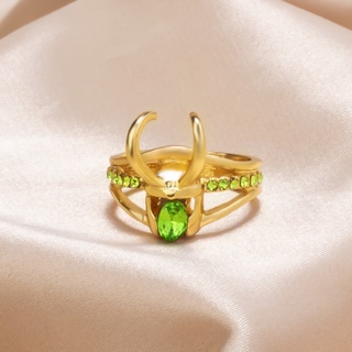 Anillo Zl anillo Loki diseño Verde anillo De oro accesorio De oro talla 3 en 1 (6)