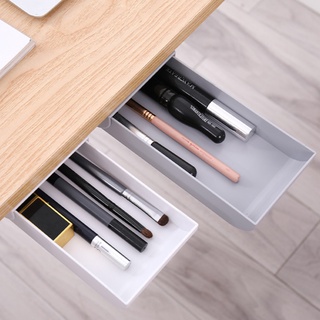 liek autoadhesivo bajo escritorio de plástico cajón caso oculto pasta caja de almacenamiento colgante soporte de lápiz bandeja papelería organizador (9)