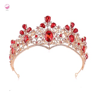 [baby] luxury gold bridal red teardrop crystal rhinestone tiara corona boda novia accesorios para el cabello quinceanera desfile tiaras