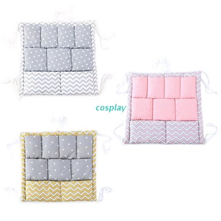 COS Bed Hanging Storage Bag Baby Cot Cotton Holder Organizer 50x50cm Diaper Pocket for Crib Bedding