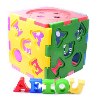 Cubo Didáctico Juguete educativo armable con letras de colores vocales grande 16 x 16 cm aprender vocales
