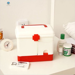 Caja de primeros auxilios multifuncional multicompartimento estuche de almacenamiento grande medicina Kit de emergencia con mango para oficina en casa (4)