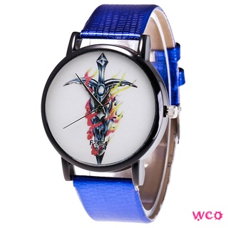 Relojes par de relojes con patrón de espada impreso Casual reloj de cuarzo redondo Dial correa de cuero sintético
