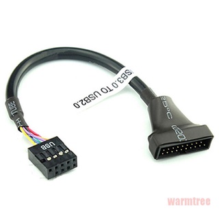 (Warmtree) 19/20 Pin USB hembra a 9 pines USB macho placa base cable adaptador