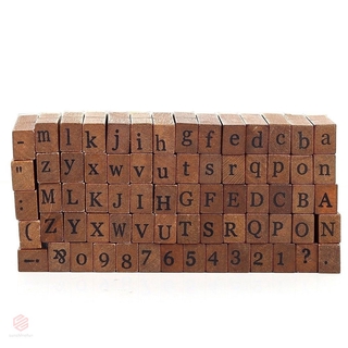 juego de sellos de goma de madera con números de letras de alfabeto multiusos, 70 unidades, caja de madera (6)