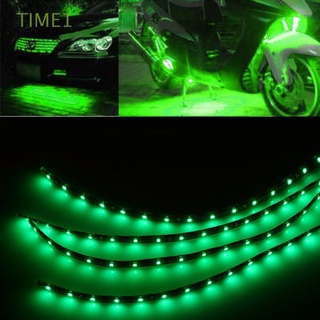 TIME1 4PCS/30CM Verde 15 LED Automotive 12V Luz de tira del coche Flexible Decorativo Motors Camión Impermeable