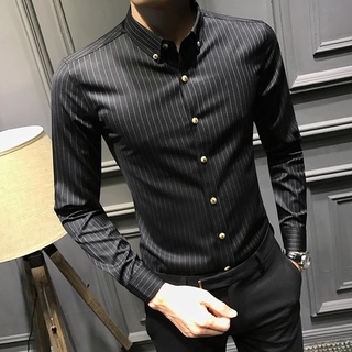 moda nuevo otoño nueva camisa de rayas de los hombres versión coreana de manga larga casual slim fit camisa tendencia guapo sin hierro camisa popular