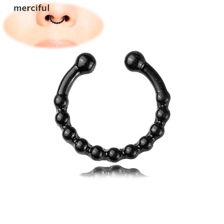 CHARMS amuletos misericordiosos negro falso septum clicker nariz anillo no piercing percha clip en joyería mx (1)