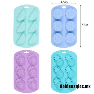 Goldensqioc☺4 Pack Fruit Shaped Silicone Molds, Watermelon Strawberry Lemon Pineapple Candy