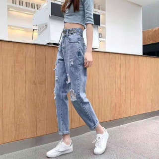 Ripped Jeans Mujer 2022 Suelta Cintura Alta Más Delgada Mirada Recta Harlan Zanahoria Papá Pantalones 2.16