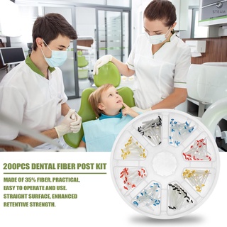 200 piezas de fibra Dental Post cristal de cuarzo Kit restaurador de dientes con 1.0/1.2/1.4/1.6 mm postes (5)