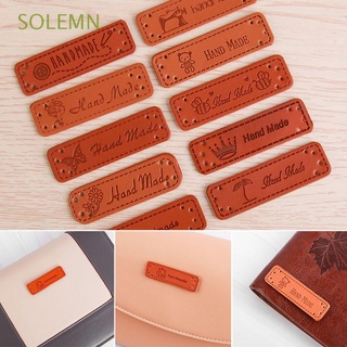 solemne 10pcs etiquetas sintéticas diy cuero pu etiqueta suministro accesorios de costura ropa retro hecho a mano parche